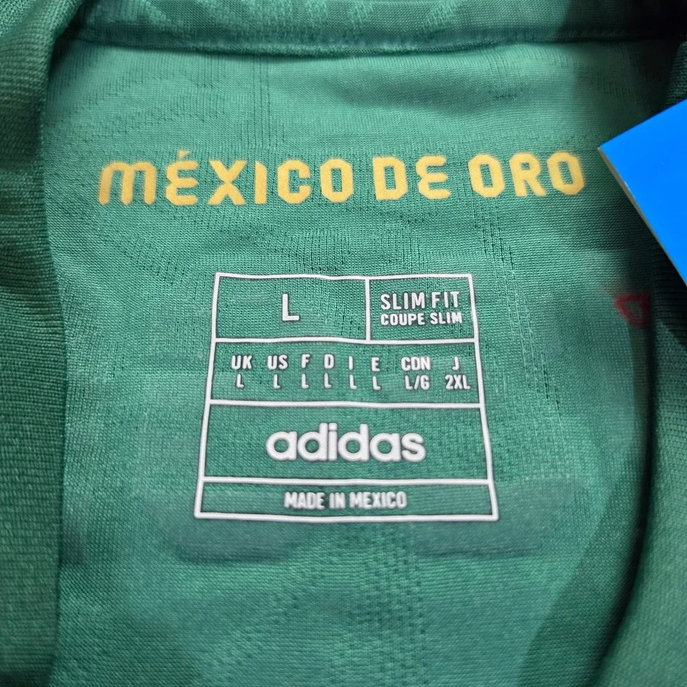 Adidas Mexico De Oro Soccer Jersey Mens Large Green Gold Vega Football Shirt NEW